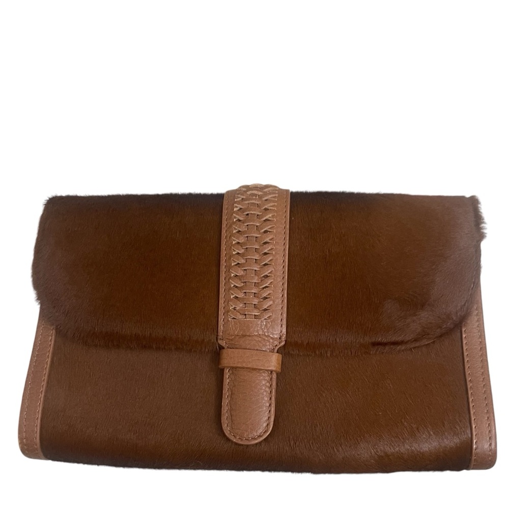 Grace Atelier de luxe ‎ Brown Clutch  Bag Purse Snap Closure